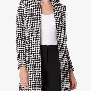 Tahari ASL Black & White Houndstooth Print Mid Length Blazer Jacket Sz-10